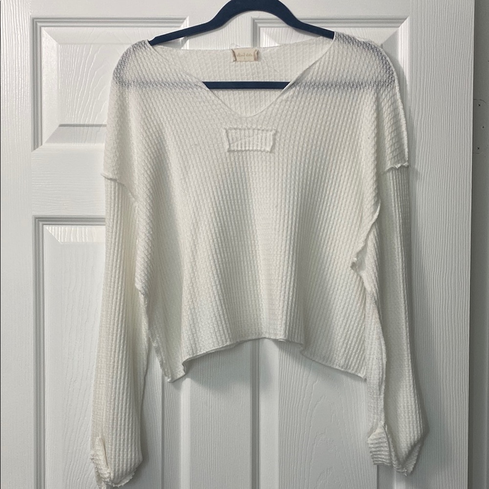 White V-Neck Knit Top
